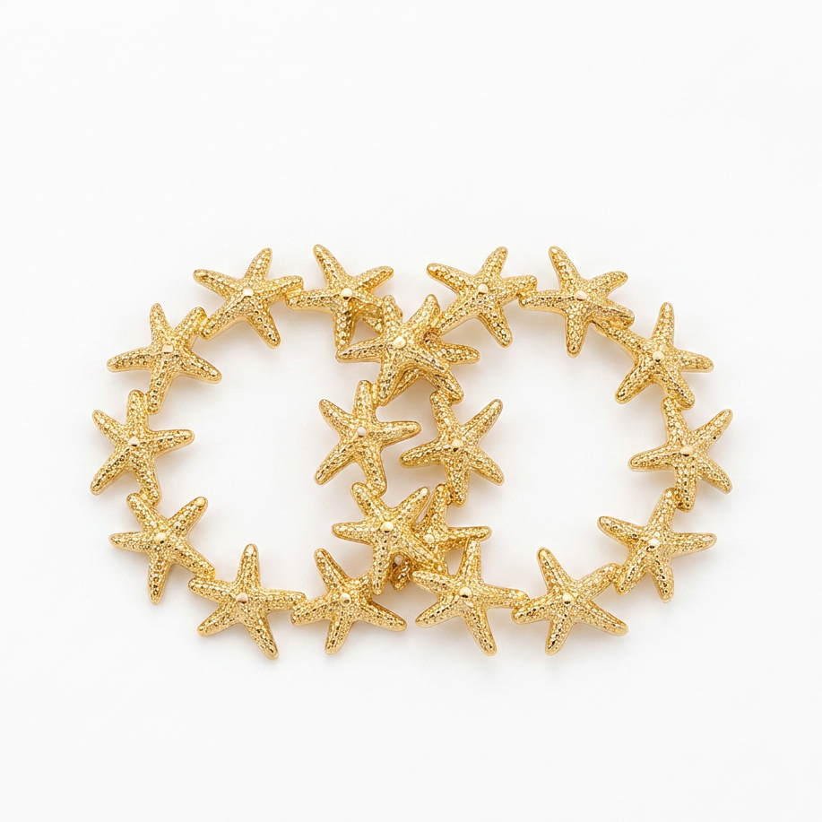 Gold Starfish Hoop Earrings Stainless Steel