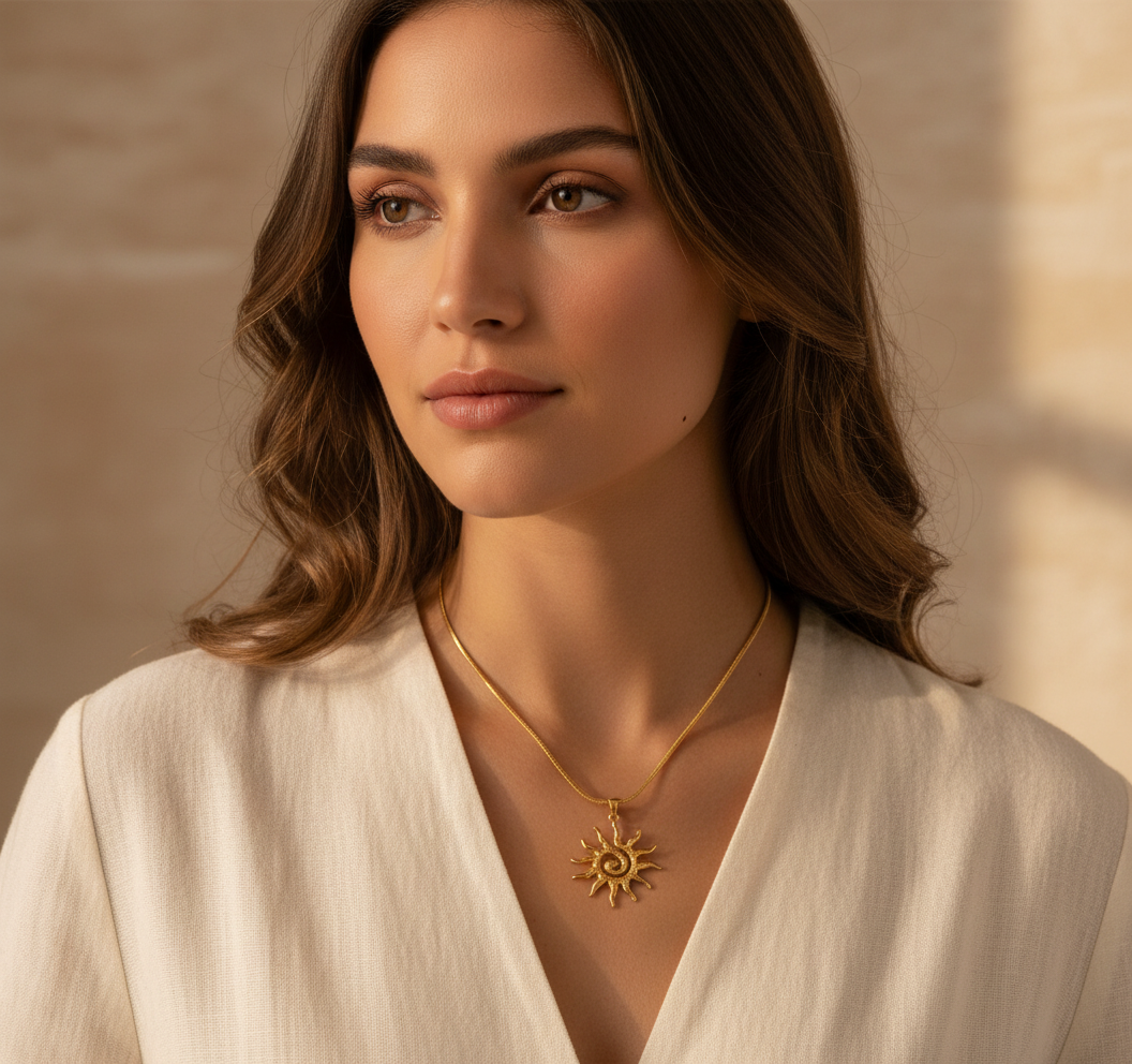 Sun Pendant Necklace (Stainless Steel)