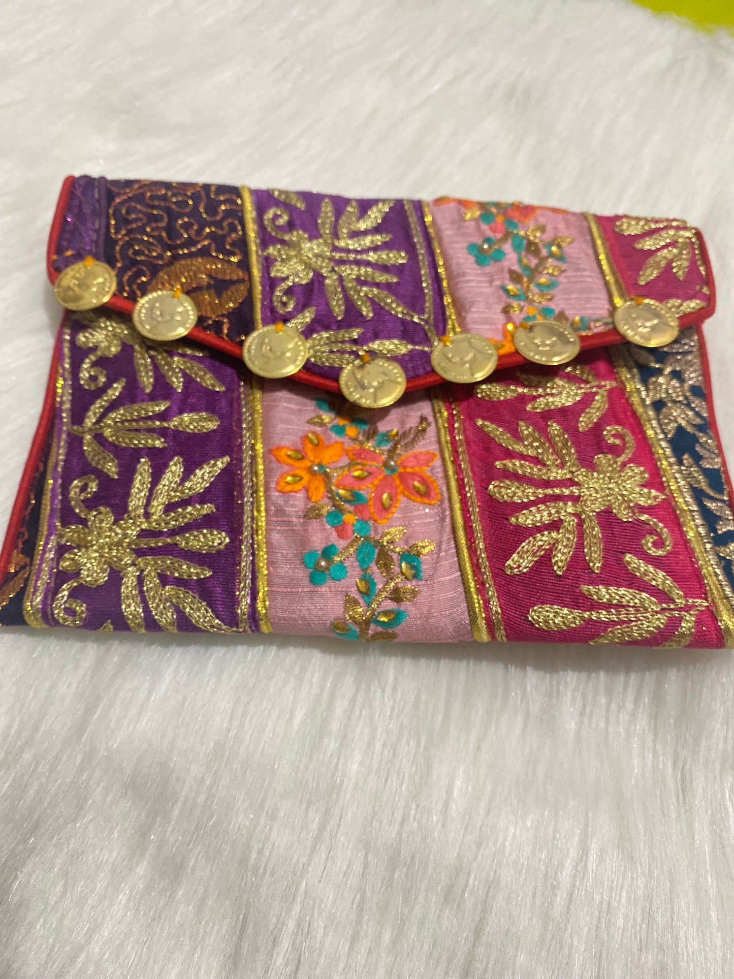 Handcrafted Embroidered Boho Sling Bag with Coin Detailing
