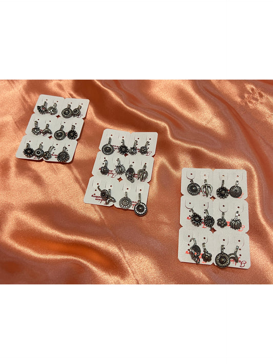 Oxidised Silver Nose Pin Collection | Antique Silver Indian Nose pins