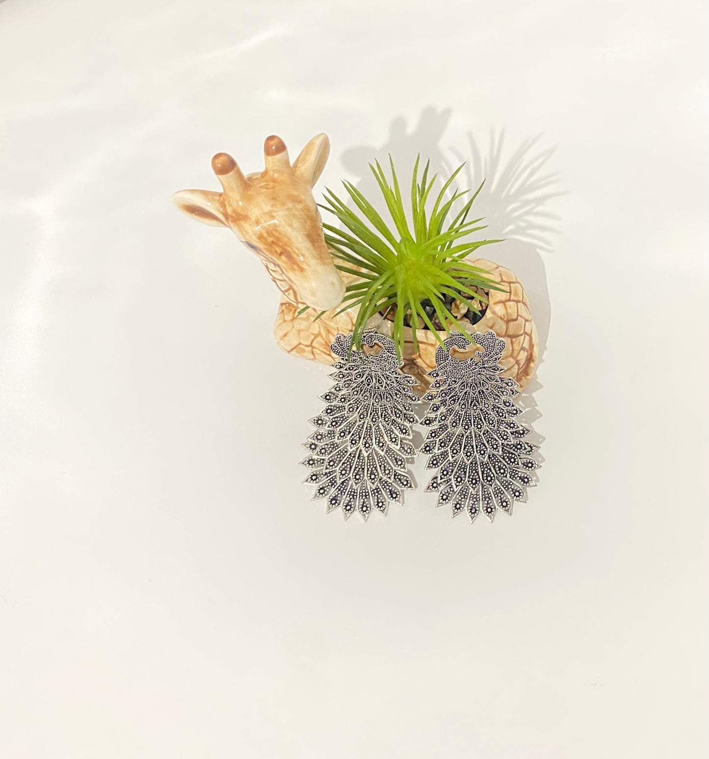 Lightweight Silver Feather Statement Earrings – Boho Dangle Earrings for Women