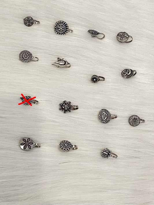 OXIDISED NAVRATRI NOSE PINS/RINGS clip on/ non pierced ring