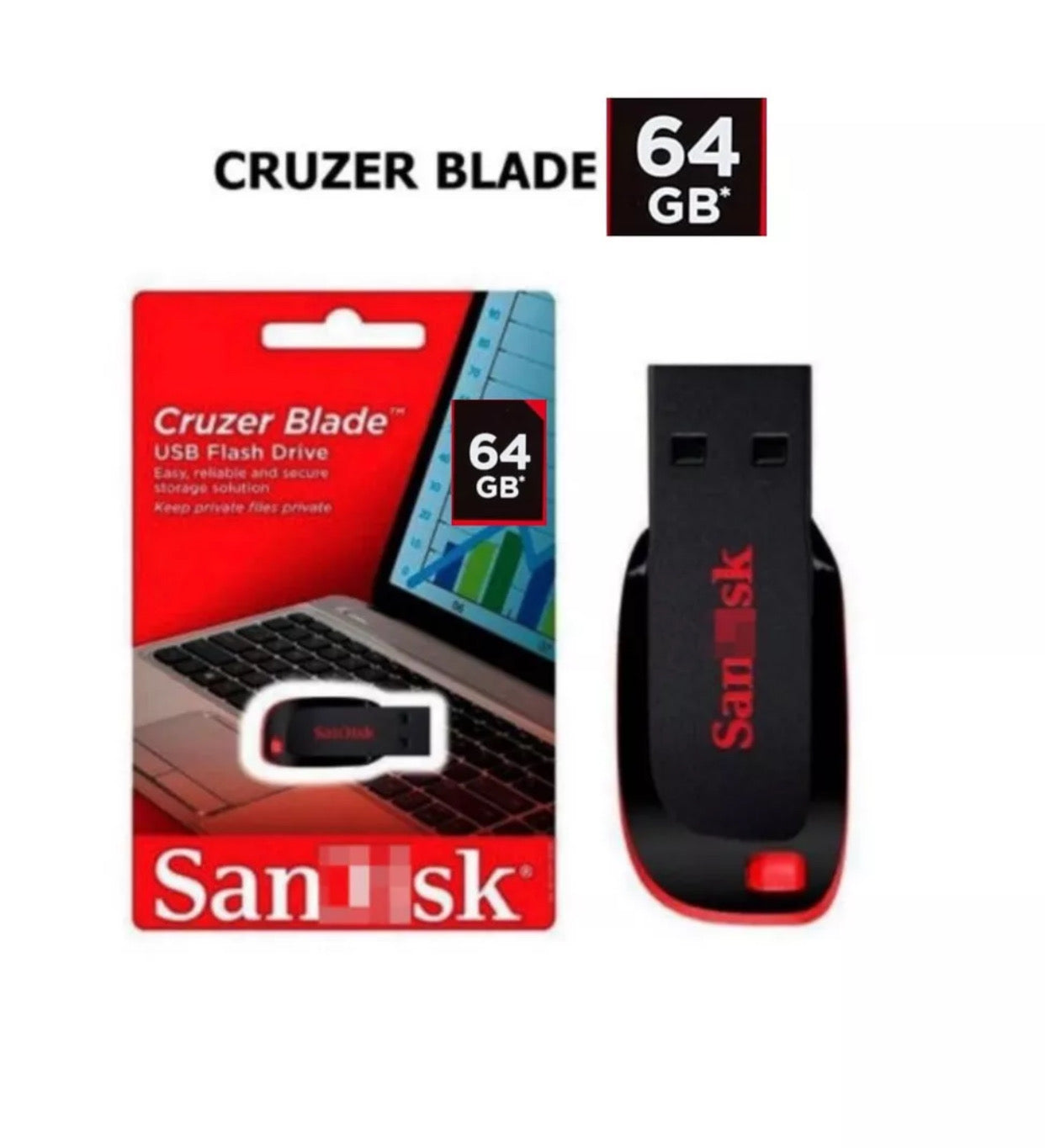 USB STICK NEW ITEM (sealed) SanDisk Cruzer Blade 64GB 2.0 USB Flash Drive