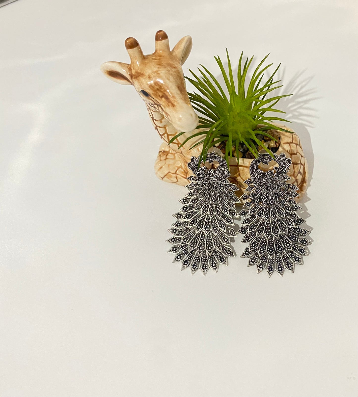 Lightweight Silver Feather Statement Earrings – Boho Dangle Earrings for Women