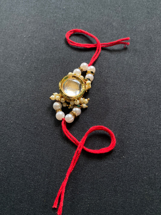 Handmade white pearl Rakhi