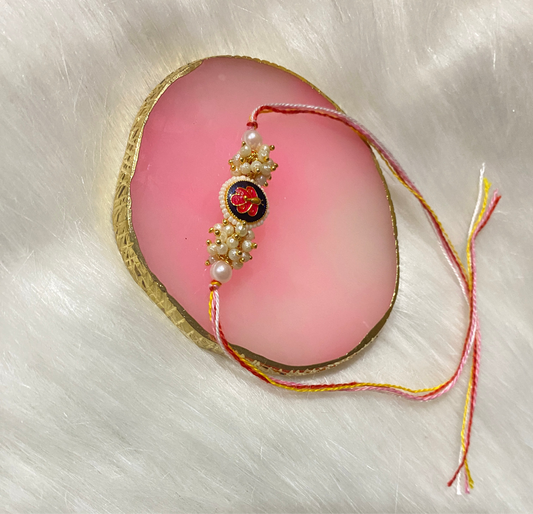 🦚 Peacock Rakhi with Multicolor Thread | Elegant Pearl Rakhi for Brother (1pc)