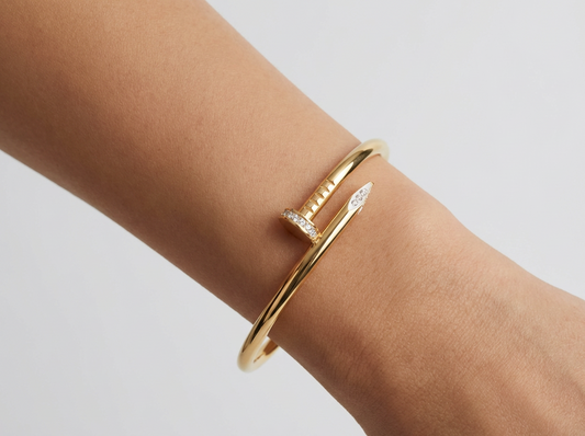 Gold Stainless Steel Open Nail Bangle
