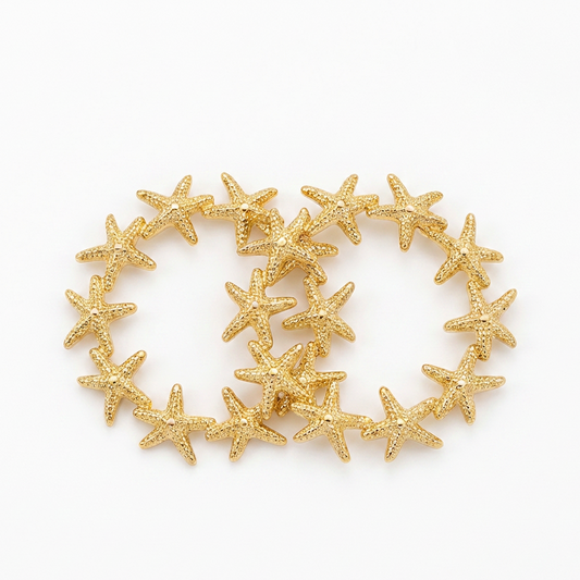 Gold Starfish Hoop Earrings Stainless Steel