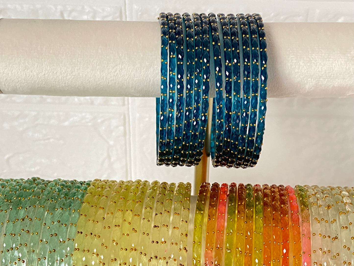 Premium Raindrop Glass Bangles – Size 2.8 – Multiple Colours Available