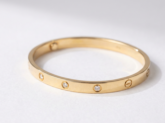 Gold Stainless Steel Screw Detail Bangle