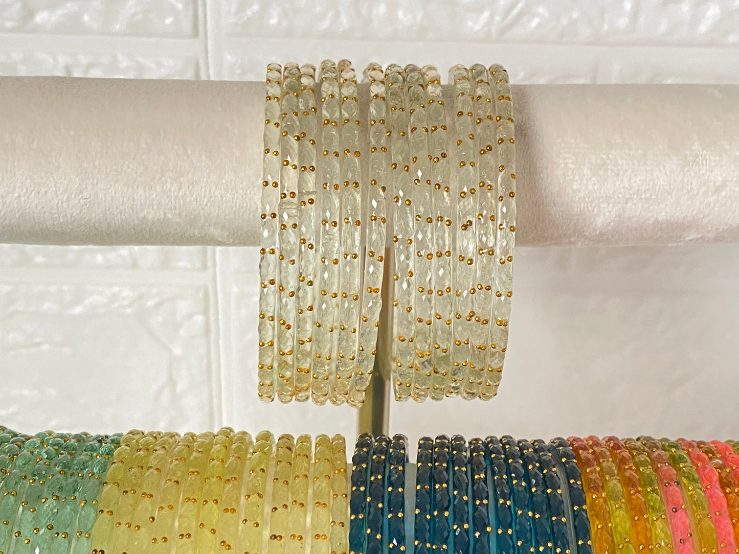 Premium Raindrop Glass Bangles – Size 2.8 – Multiple Colours Available