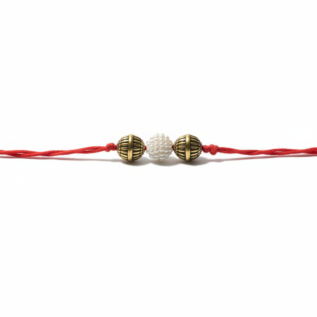 🤍 Simple White Bead Rakhi (Pack of 12)