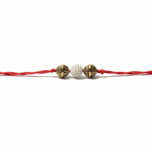 🤍 Simple White Bead Rakhi (Pack of 12)