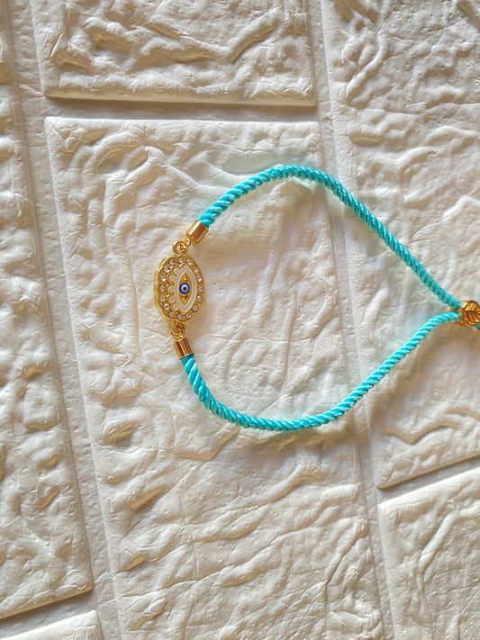 Handcrafted Pink Evil Eye Charm Rakhi |