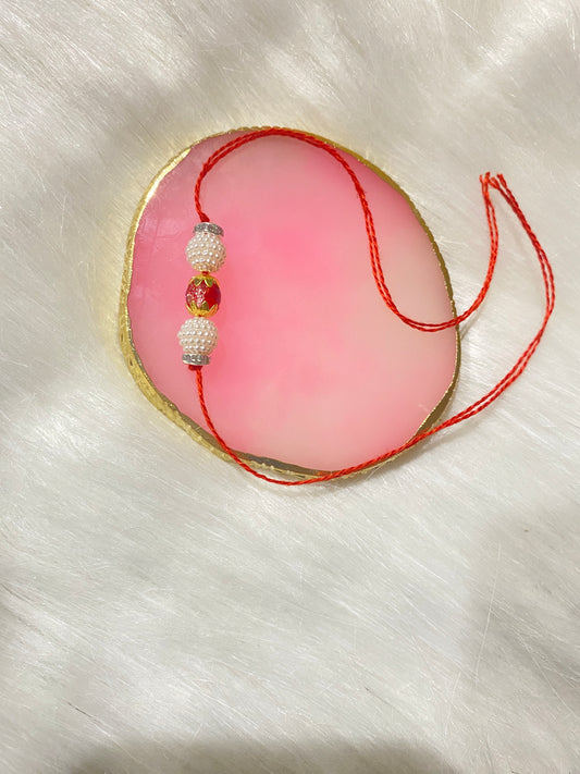 ❤️ Red & Pearl Rakhi | Designer Rakhi for Brother with Enamel Bead & Pearls (Pack of 5)
