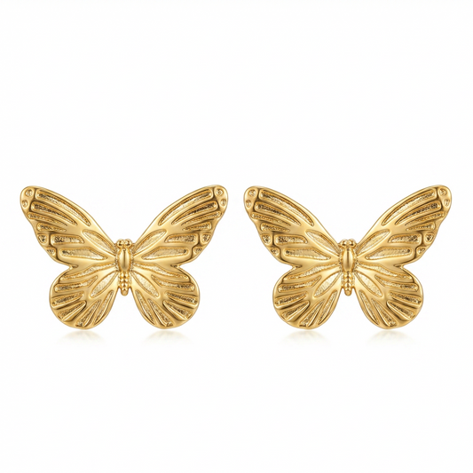Gold stainless steel Butterfly Stud Earrings