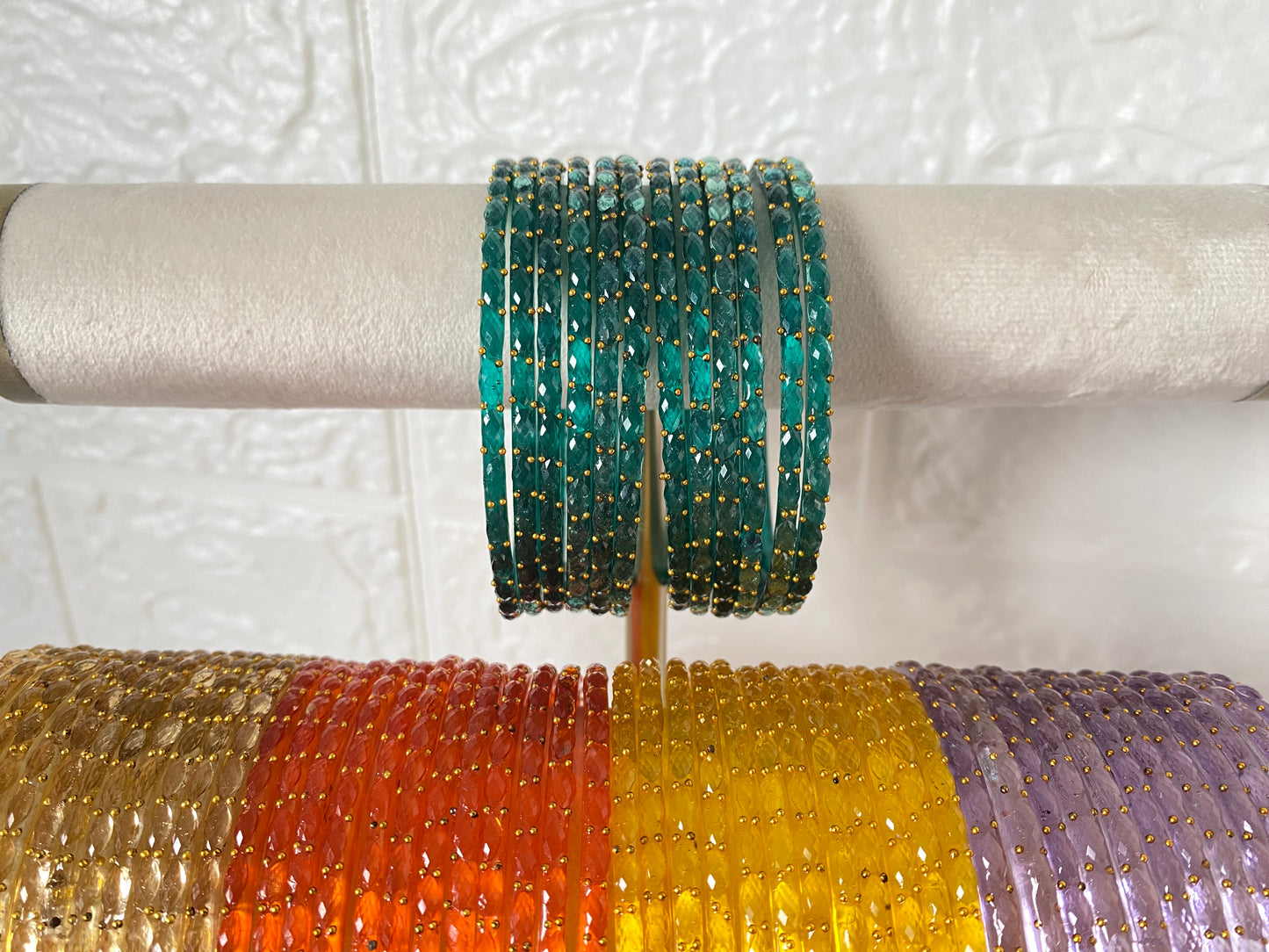 Premium Raindrop Glass Bangles – Size 2.8 – Multiple Colours Available