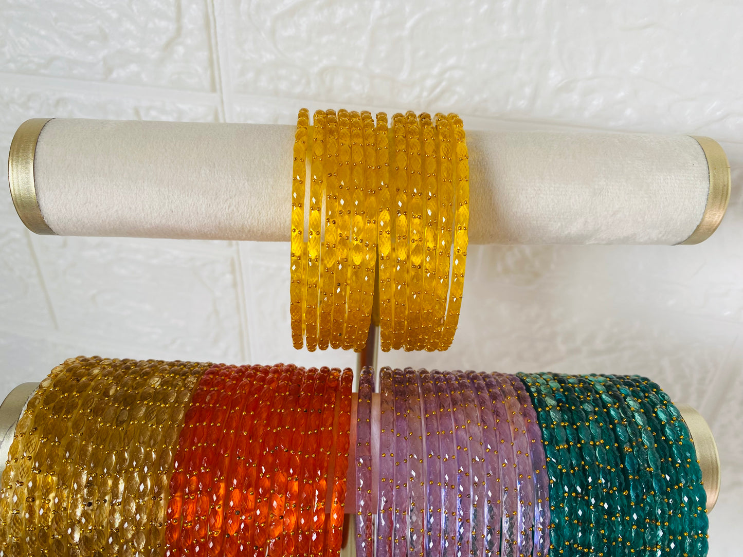 Premium Raindrop Glass Bangles – Size 2.8 – Multiple Colours Available