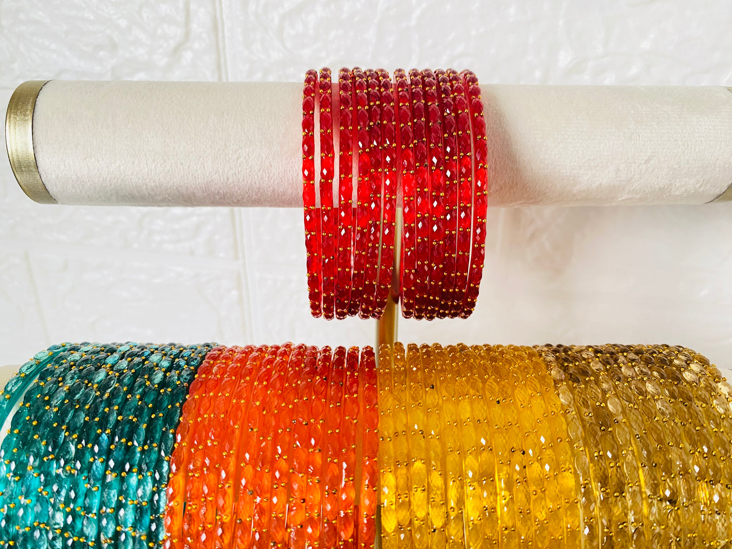 Premium Raindrop Glass Bangles – Size 2.8 – Multiple Colours Available