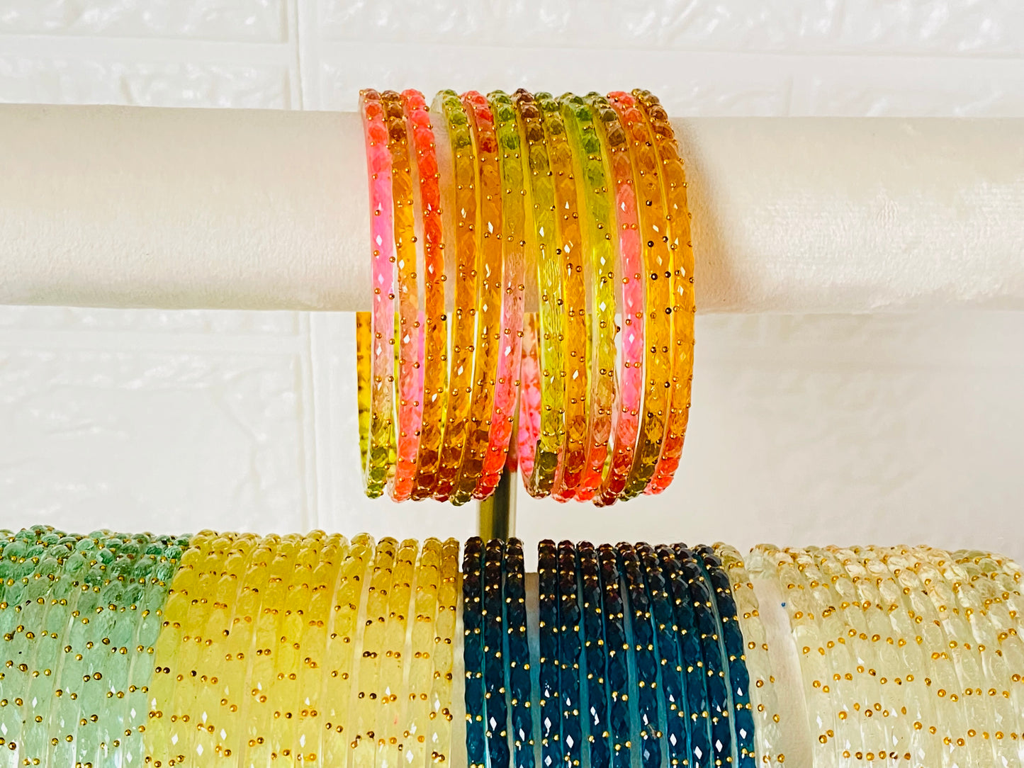 Premium Raindrop Glass Bangles – Size 2.8 – Multiple Colours Available