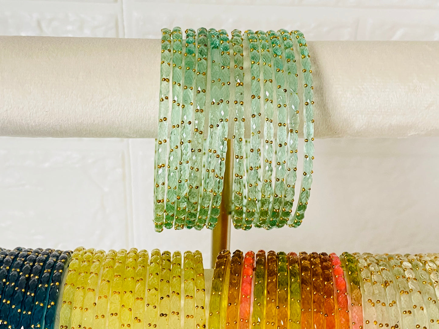 Premium Raindrop Glass Bangles – Size 2.8 – Multiple Colours Available