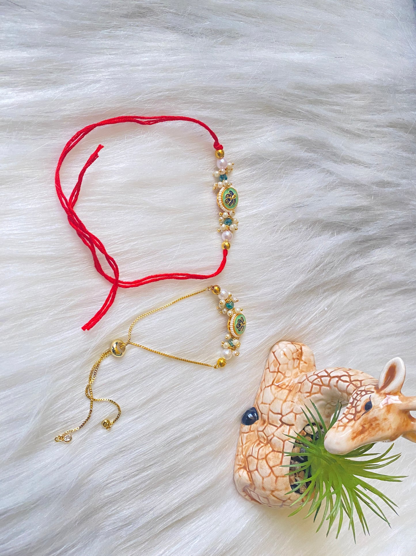 Elegant Couple Rakhi Set with Regal Peacock Motif