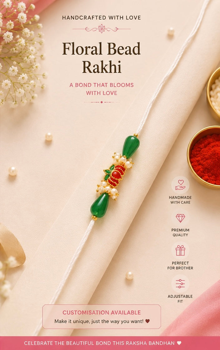 Handcrafted Floral Bead Rakhi