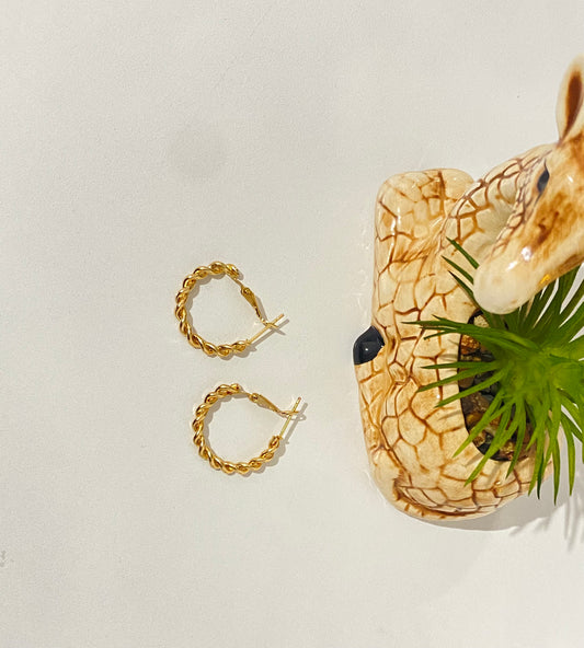 Lightweight Gold Twisted Hoop Earrings – Everyday Small Hoops for Women