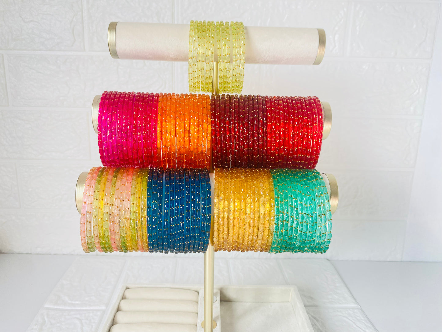 Raindrop Glass Bangles set of 12 Size 2.4