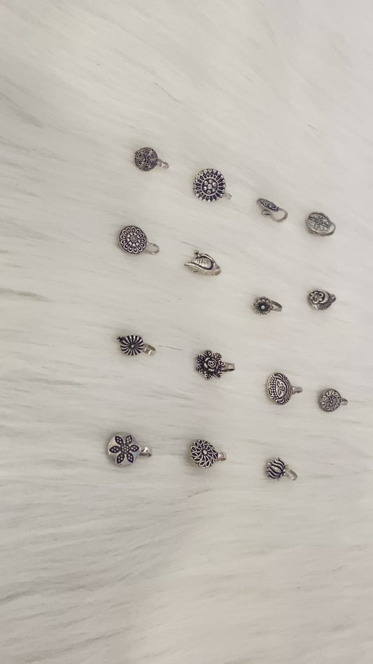 OXIDISED NAVRATRI NOSE PINS/RINGS clip on/ non pierced ring